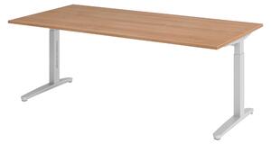 Scrivania bümö Serie XB - Struttura: argento, finitura: noce, dimensioni: 200 x 100 cm