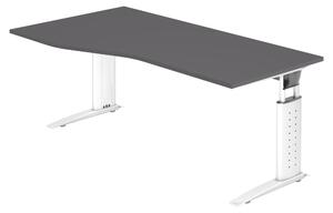 Bümö Scrivania Serie-U - Decorazione: grafite, dimensioni: 180 x 100 cm, struttura: bianco