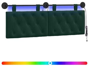 Testiera sospesa Con luce LED Verde Scuro Velluto