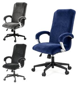 Copertura in velluto per sedia da ufficio con braccioli, colore blu navy
