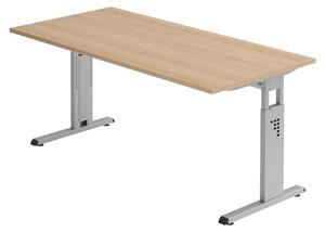 Bümö Scrivania Serie-O - Struttura: argento, dimensioni: 160 x 80 cm, finitura: rovere