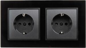 Set di prese McPower Flair "Beginner 2S-Style", antracite, cornice in vetro nero