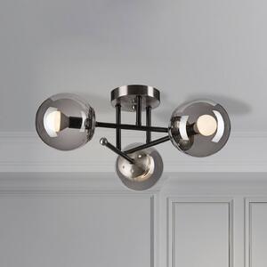 Plafoniera soffitto Malena Lamkur, dimmerabile, Alluminio / Grigio / Zincato, Soggiorno / Sala da pranzo, Vetro, Plafoniera