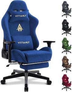 Sedia da gaming, sedia da ufficio in ecopelle sedia ergonomica da scrivania con poggiapiedi, poggiatesta e supporto lombare, braccioli 3D, schienale regolabile da 90 a 155°, colore blu