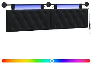 Testiera sospesa Con luce LED Nero Velluto