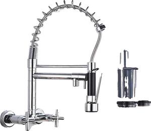 Rubinetto da cucina cromato, doccetta estraibile, rotazione a 360 gradi, cromato DK