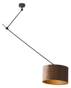 Lampada a Sospensione Nera con Paralume in Velluto Effetto Coccodrillo 35cm - Blitz