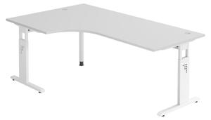 Bümö Scrivania Serie-O - Decorazione: grigio, dimensioni: scrivania angolare 200 x 120 cm, struttura: bianco