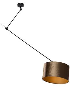 Lampada a sospensione nera con paralume in velluto bronzo 35 cm - Blitz
