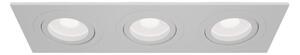 Triplo Faretto Da Incasso Moderno Atom Alluminio Bianco 3 Luci Diffusori Tessile