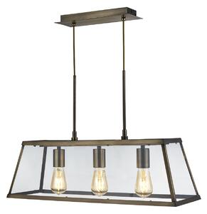 Lampadario Contemporaneo Viaggiatore Acciaio Ottone Vetro 3 Luci E27