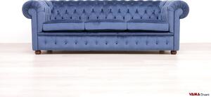 Divano Chesterfield in Velluto Blu Petrolio