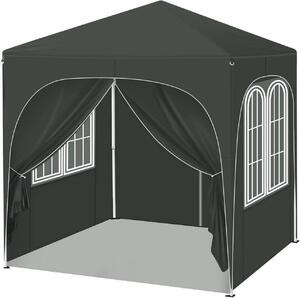 WOLTU Gazebo, gazebo pieghevole 2x2 m, con 4 pareti laterali, tenda per feste regolabile in altezza, grigio