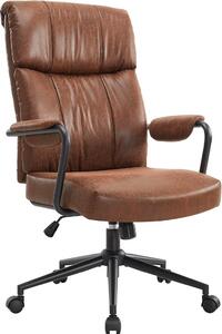 Sedia da ufficio vintage, poltrona da ufficio con supporto lombare, schienale alto, regolabile in altezza, ergonomica, rivestita in ecopelle, ideale per ufficio o soggiorno (marrone)
