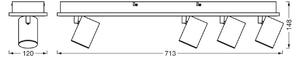 OSRAM Faretto da soffitto a LED MARS CLICK-SELECT, 4 faretto, nero CLICK-SELECT, Nero, Soggiorno / Sala da pranzo, Metallo, Moderno