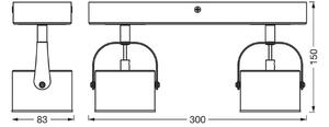 OSRAM Plafoniera LED Jupiter, a 2 luci, argento, metallo JUPITER, Cromo / Argento, Soggiorno / Sala da pranzo, Metallo, Moderno
