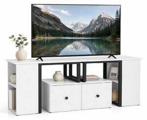 Costway Mobile porta tv fino a 60" supporto tv estensibile con 2 cassetti e 4 scomparti aperti, Mobile angolare per televisore per soggiorno e camera da letto