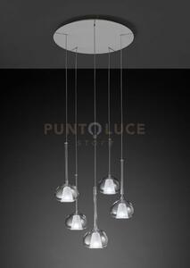 Beba lampadario a sospensione 5 luci vetri piccoli trasparenti d.15