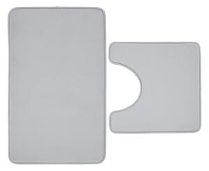 Set di tappetini per il bagno grigio chiaro in memory foam 2 pz per WC 50x80 cm Anti-Bacterial – Catherine Lansfield