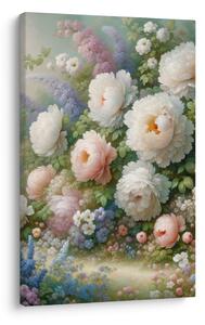 Quadro su tela – Giardino pieno di peonie e fiori estivi