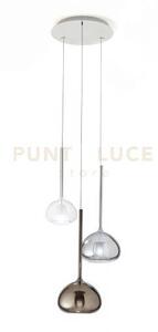 Beba lampadario a sospensione 3 luci vetri piccoli trasparente + cr
