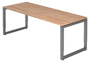 Scrivania della serie "R" di bümö: struttura in grafite, impiallacciatura in noce, dimensioni: 200 x 80 cm