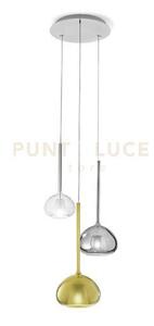 Beba lampadario a sospensione tondo 3 luci vetri piccoli trasparent