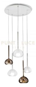 Beba lampadario a sospensione 5 luci vetri piccoli 2 bronzo + 3 tra