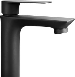 Rubinetto da bagno, miscelatore per lavabo con cartuccia in Vetroceramica, rubinetto per lavabo da bagno, miscelatore monocomando, altezza 17 cm, nero opaco