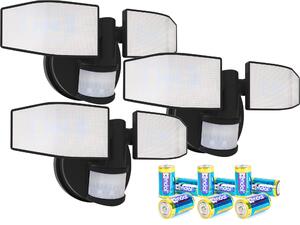 Set da 3 faretti a batteria LED Northpoint con sensore di movimento e teste orientabili, colore nero