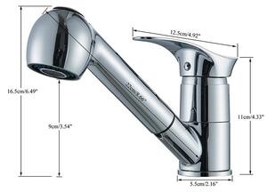Rubinetteria per bagno - Miscelatore per lavabo - Doccetta estraibile - 2 tipi di getto - Rotazione a 360° - Miscelatore monocomando - Acciaio inossidabile - Cromo