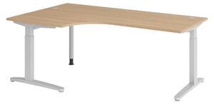 Bümö Scrivania Serie-XB - Struttura: argento, dimensioni: scrivania angolare 200 x 120 cm, decorazione: rovere