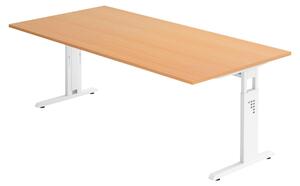 Bümö Scrivania Serie-O - Decorazione: faggio, dimensioni: 200 x 100 cm, struttura: bianco