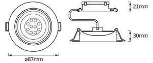 OSRAM Set di 3 faretti LED da incasso OSRAM, bianco, Ø 9 cm, metallo, 827, dimmerabile, dimmerabile, Bianco / Opale, Alluminio