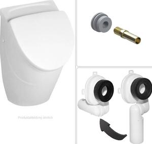 VILLEROY & BOCH O.NOVO Orinatoio in Vetroceramica con coperchio, set di scarico e alimentazione, bianco