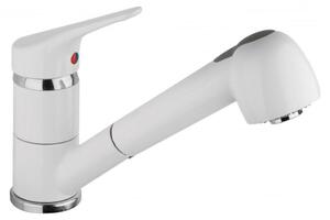 Schläfer 5004114 - Rubinetto Cucina con Doccetta Estraibile bianco, Miscelatore Lavello con Doccino 2 Modalità, Bocca Girevole 360°, Rubinetto per cucina Bianco in Ottone 2 getti