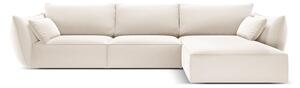 Divano angolare beige (con penisola a destra/con chaise lounge) con rivestimento in velluto Vanda – Mazzini Sofas