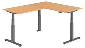 Scrivania angolare bümö regolabile elettricamente in altezza, forma a L - Finitura: faggio, struttura: grafite, dimensioni: scrivania angolare 160 x 200 cm