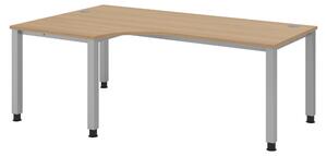 Scrivania bümö Serie Q - Struttura: argento, Dimensioni: scrivania angolare 200 x 120 cm, Finitura: rovere
