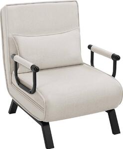 Poltrona letto WOLTU 3 in 1, con schienale regolabile, struttura in metallo e rivestimento in lino: Colore: beige