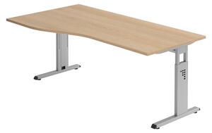 Bümö Scrivania Serie-O - Struttura: argento, dimensioni: 180 x 100 cm, decorazione: rovere