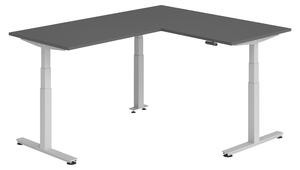 Scrivania angolare bümö regolabile elettricamente in altezza, forma a L - Struttura: argento, decorazione: grafite, dimensioni: scrivania angolare 160 x 200 cm