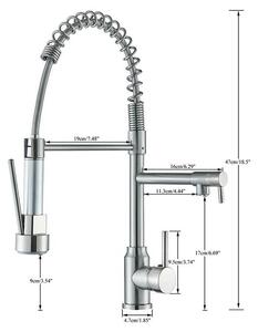 Miscelatore per lavello da cucina - Miscelatore per piano cottura - Doccetta estraibile - Bocchetta doppia girevole a 360° - Miscelatore monocomando per acqua calda/fredda - Acciaio inossidabile - Montaggio su piano di lavoro - Cromo