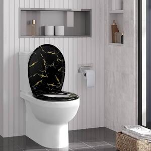 Sedile WC WOLTU con sistema di chiusura ammortizzata, nero con glitter dorati, portata massima 175 kg