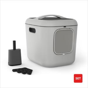 Rotho Lettiera con coperchio Bea XL – 61,4 x 49,5 x 57,3 cm – altezza ingresso 13,5 cm – lettiera grande con filtro, paletta e sportello magnetico – a tenuta stagna e in plastica riciclata