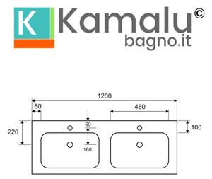 Mobile metallico a terra 120 cm con doppio lavabo NET-120 - KAMALU
