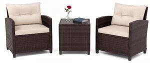 Set di mobili da giardino in rattan KOMFOTTEU, set di mobili da lounge per esterni con 2 poltrone, 1 tavolino, cuscini per seduta e schienale, mobili per balconi piccoli, mobili da lounge per giardino, mobili per terrazza per 2 persone