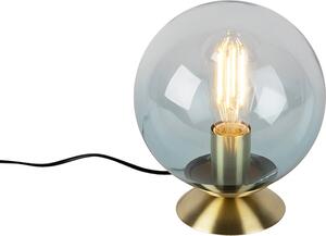 QAZQA - Lampada da tavolo Art Déco in ottone con vetro blu - Pallon I soggiorno I camera da letto - sfera I sferica - LED adatto E27