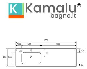 Mobile bagno metallico a terra 155 cm NET-155 - KAMALU