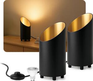 SSC-LUXon 2x lampada da terra AUREVA, alluminio nero – con LED fourSTEP GU10 4W, luce calda, dimmerabile in 4 livelli senza dimmer – piccola lampada da terra per soggiorni e camere da letto